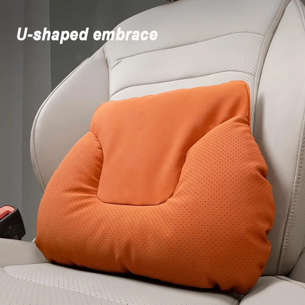 Car Neck Pillow Set for Mazda Biante 2008 2009 2010 2011 2012 2013, Leather Car Headrest Lumbar Support Waist Backrest Head Support Cushion,BeigeWhite