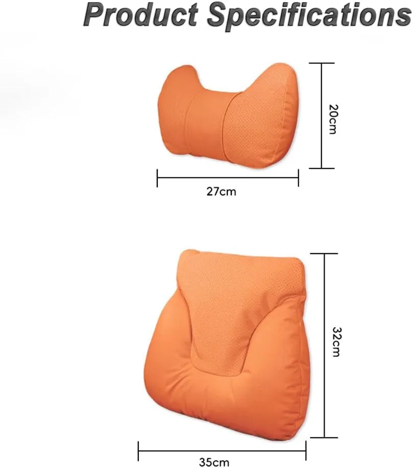 Car Neck Pillow Set for Mazda Biante 2008 2009 2010 2011 2012 2013, Leather Car Headrest Lumbar Support Waist Backrest Head Support Cushion,BeigeWhite