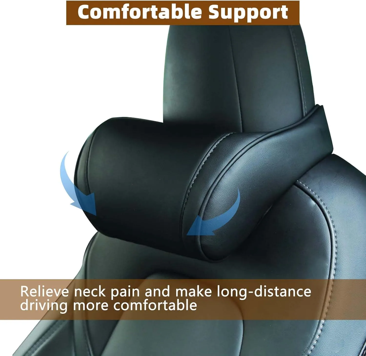Car Neck Pillow with Memory Foam Comfortable Ergonomic Design Seat Neck Support Headrest Softness Car Pillow Cushion for Driving, Universal Fit, 1 Piece, Black