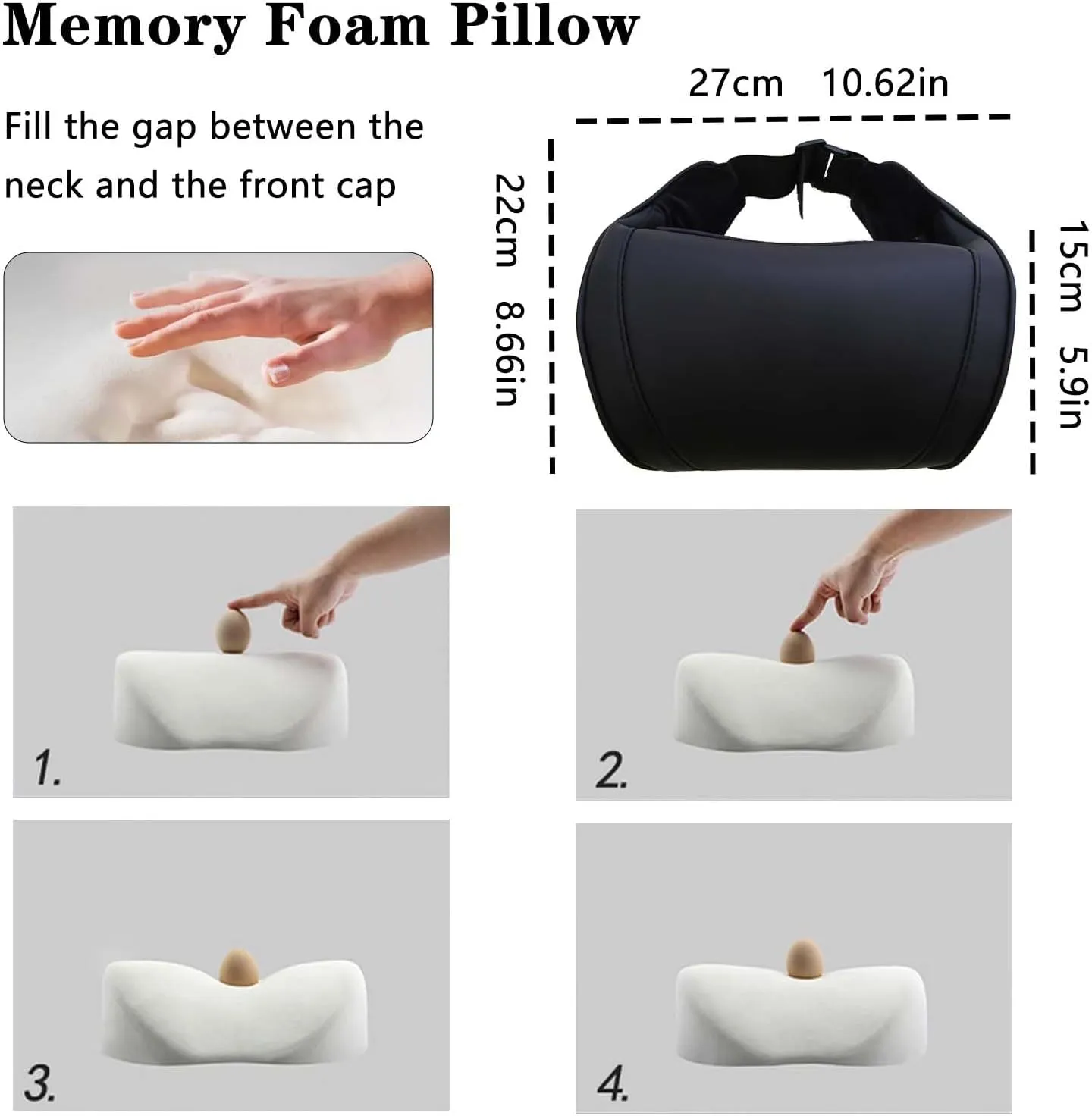Car Neck Pillow with Memory Foam Comfortable Ergonomic Design Seat Neck Support Headrest Softness Car Pillow Cushion for Driving, Universal Fit, 1 Piece, Black
