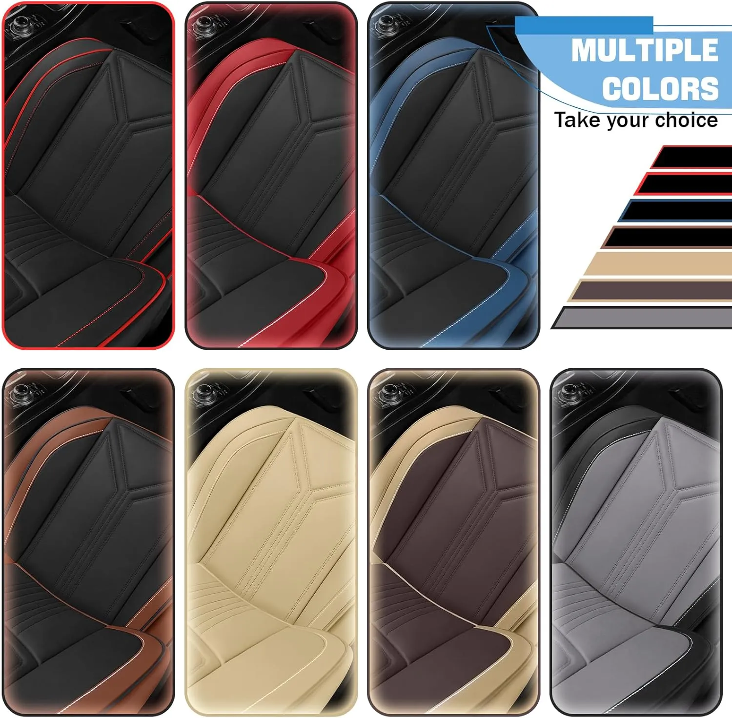 Car Seat Covers Fit for Porsche Macan 2015-2024 - Premium Nappa Leather Side Airbag Compatibility Car Seat Protectors(Full Set with Pillow, Black & Red)