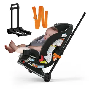 Car Seat Stroller, Car Seat Carrier for Airport with Wheels and Compact Fold, Foldable Carseat Travel Cart with Belt