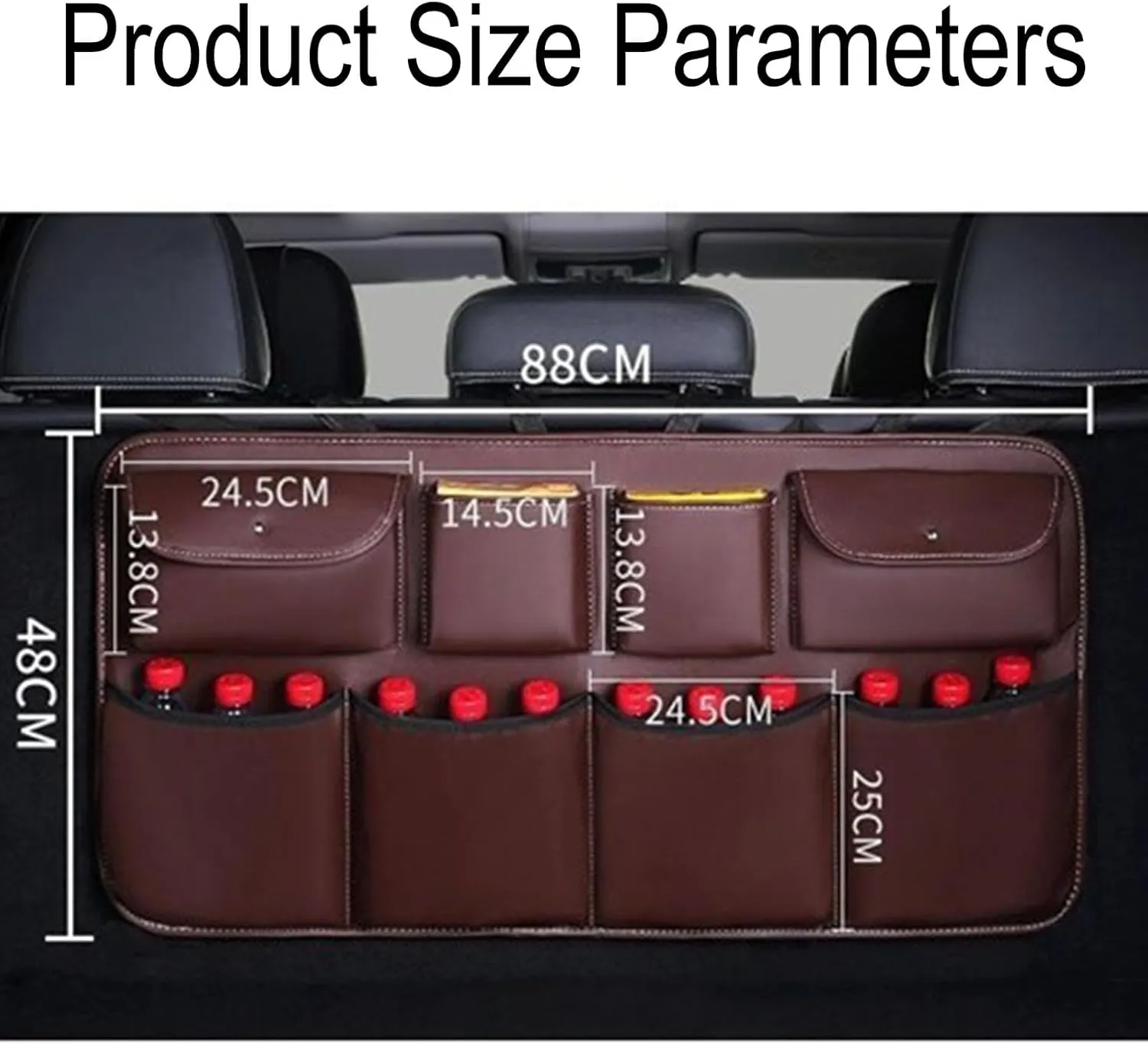Car Trunk Organizer, Super Capacity Vehicle Hanging Back Seat Cargo Storage Bag, Compatible with Dodge Caliber JCUV Nitro Durango,A5 Red