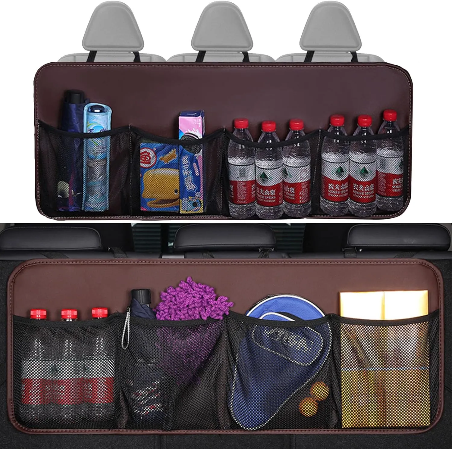 Car Trunk Organizer,Super Capacity Hanging Rear Seat Luggage Storage Bag,Compatible with Chevrolet Suburban Groove Adra FNR-CarryAIl,C3 Brown