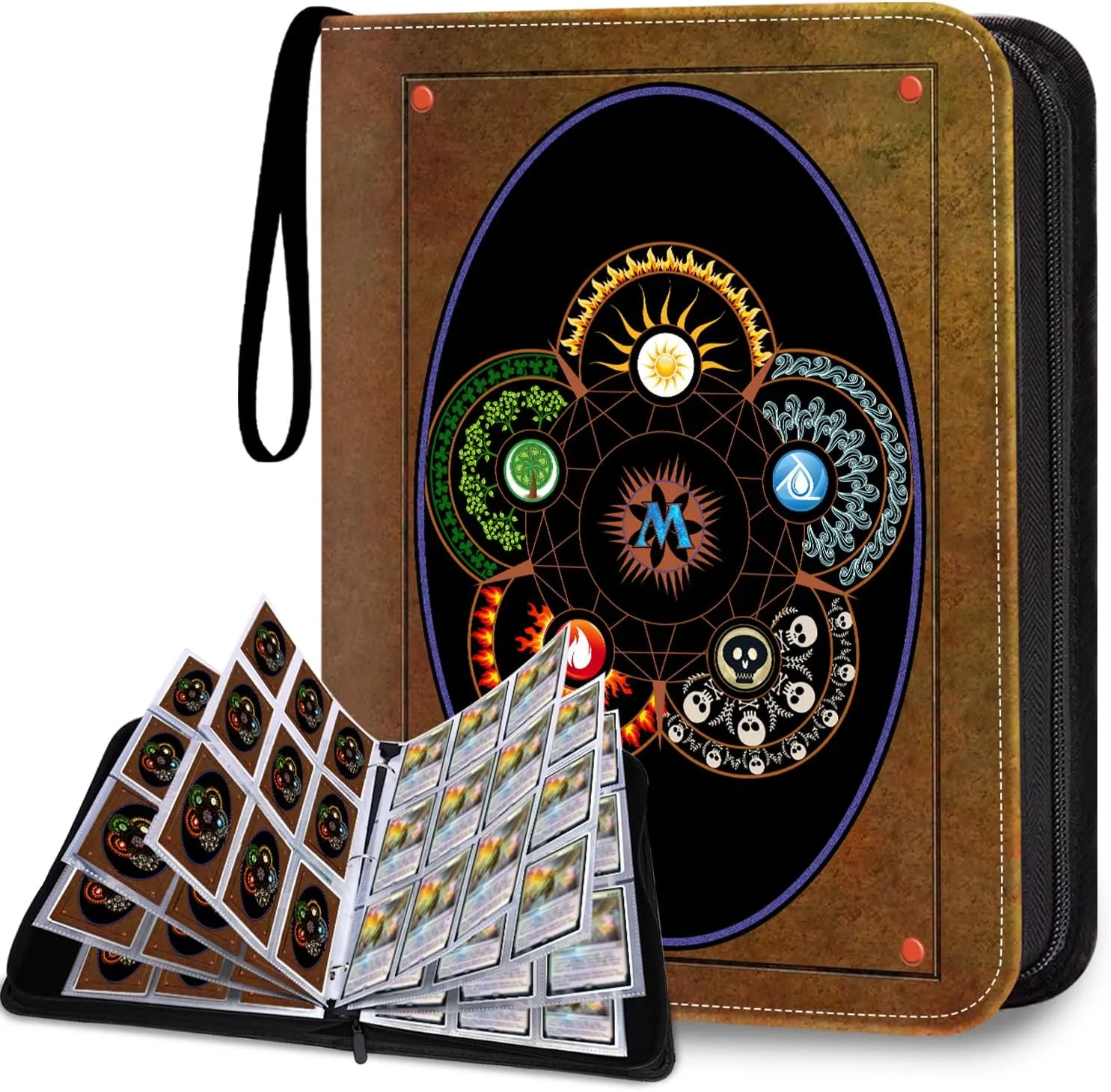 Card Binder 9-Pocket for MTG Magic the Gathering Binder, Trading Card Album Fits 900 Cards with 50 Removable Sleeves, Zipper Collectible Card Holder Organizer for MTG,TCG Trading Game Cards