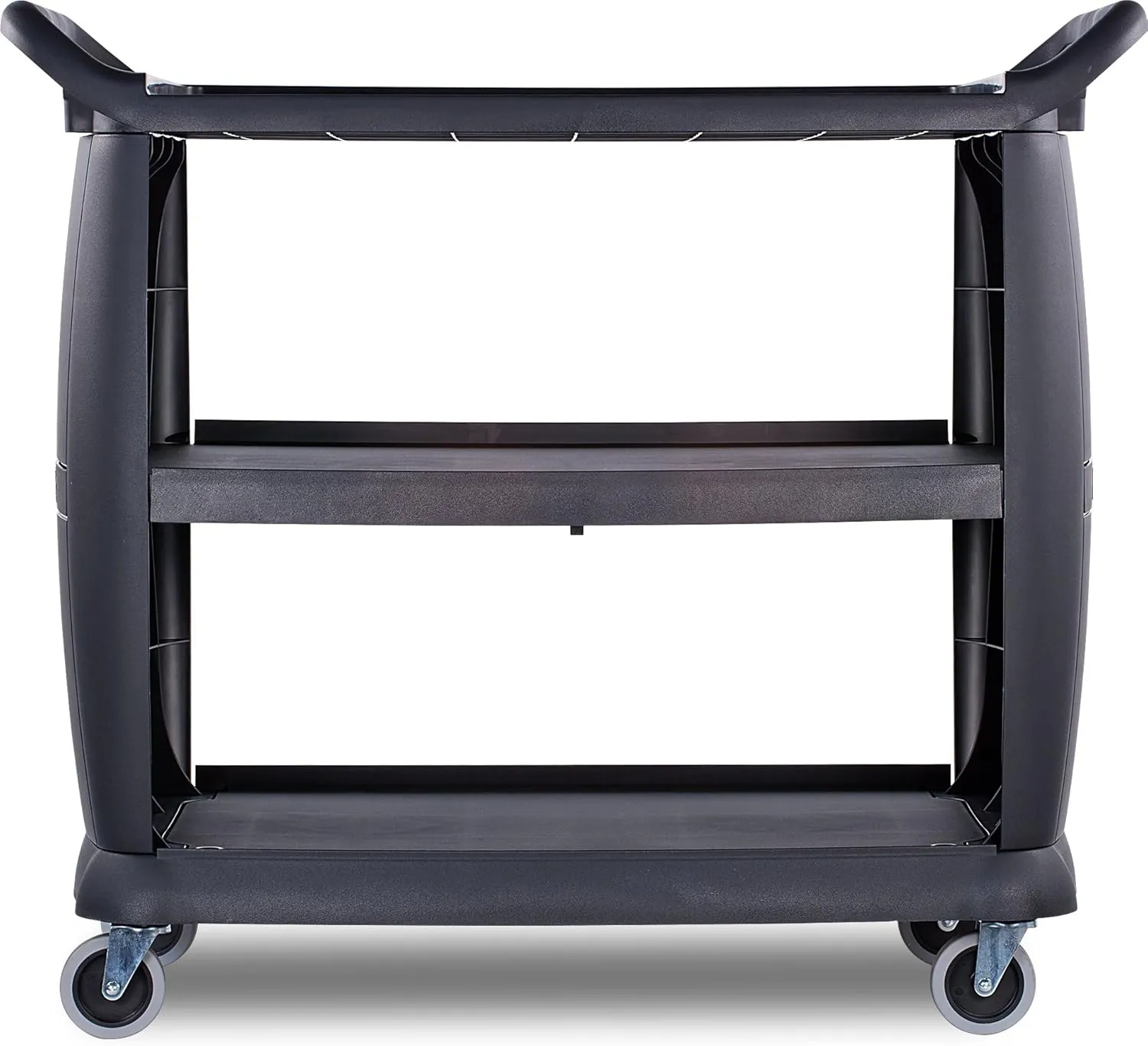 Carlisle FoodService Products Bussing Cart 300 Lb Capacity with Omnidirectional Casters for Kitchens, Restaurants, and Fast Food, Plastic, 42 x 23 x 37.5 Inches, Black, Large