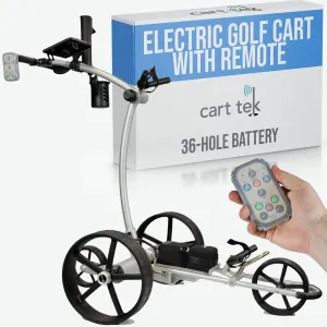 Cart-Tek Electric Golf Push Cart with Remote Control, Gyroscope Feature, Easy Folding, Robust Aluminum Frame, Dual Quiet Motors, 10.4 AH Lithium-Ion Battery, Easy-To-Use electric push cart the 1500-V3