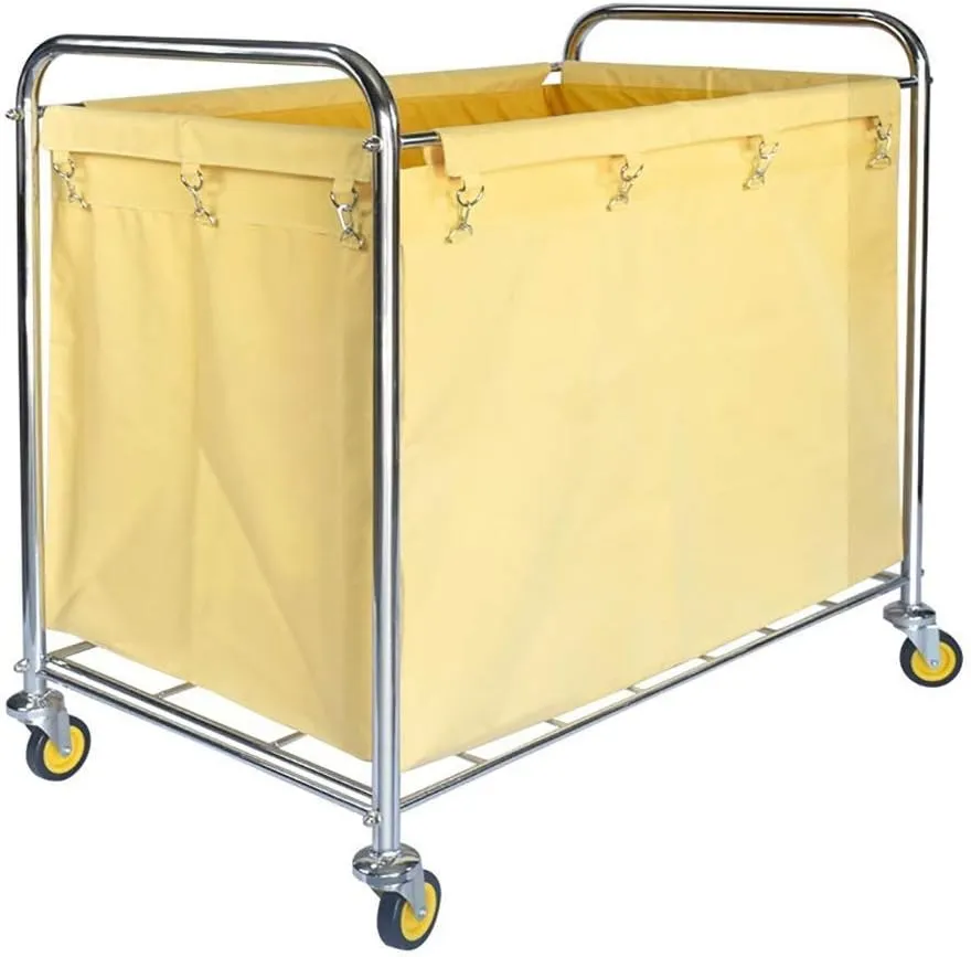 Carts Trolley Movable Carts, Kitchen Storage Hand Trucks, Heavy-Duty Rolling Wheels Cart for Laundry Hamper Sorter, Home Stainless Steel Trolley with Movable Bags/Yellow/Setx2