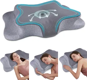 Cervical Neck Pillow for Pain Relief Sleeping, Contour Memory Foam Pillows, Ergonomic Side Sleeper Pillows for Adults, Cooling Orthopedic Neck Support Pillow for Back Stomach Sleepers