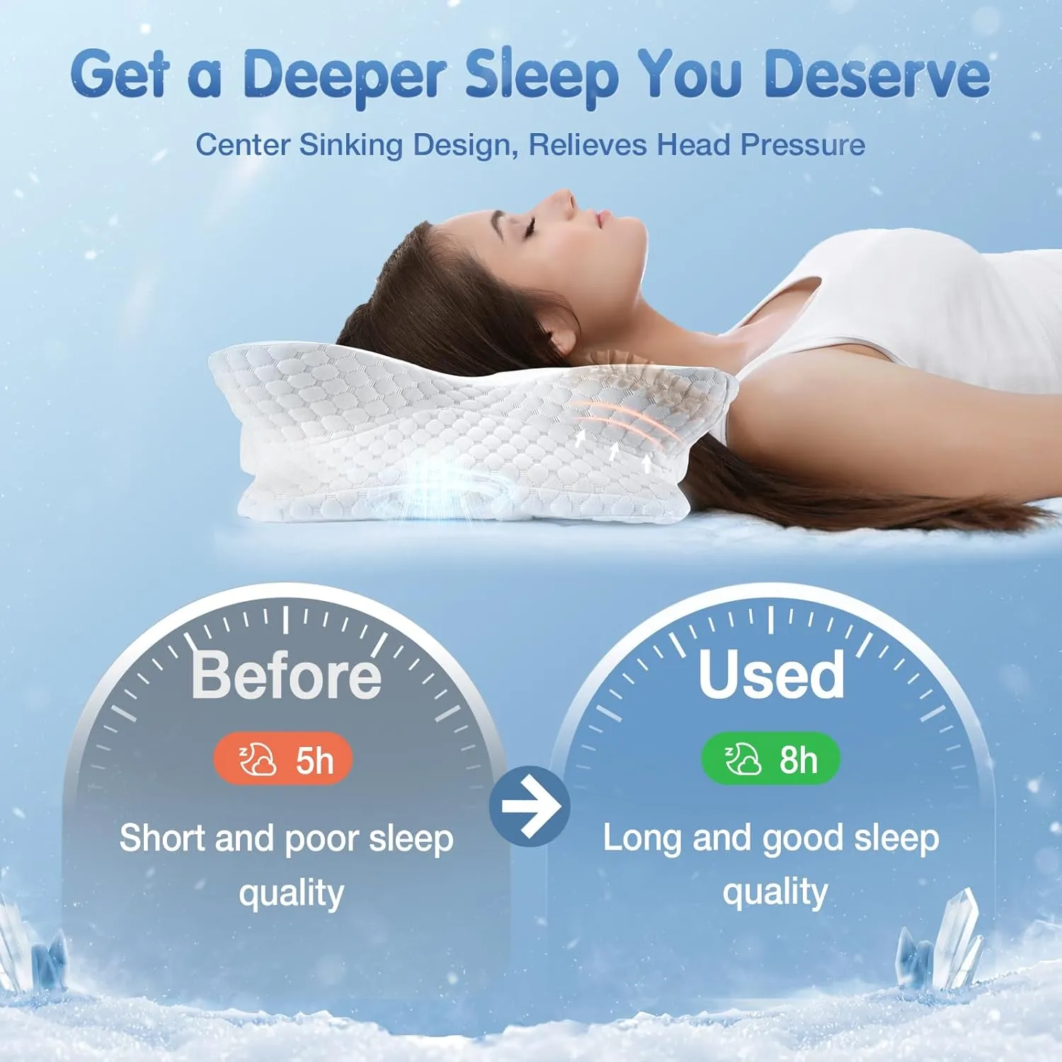 Cervical Neck Pillow for Pain Relief Sleeping, Neck Support Pillows for Sleeping with Cooling Pillowcase, Ergonomic Memory Foam Pillows, Contour Orthopedic Pillow for Side Back Stomach Sleeper