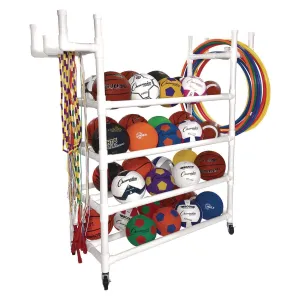 Champion Sports Equipment Cart, Plastic, 176 lb Capacity, 19 x 61 x 62, White