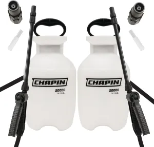 Chapin 22000 Made in USA Value Pack of 2 Units, 1 Gallon Lawn and Garden Pump Pressured Sprayer, for Spraying Plants, Garden Watering, Lawns, Weeds and Pests, Translucent White