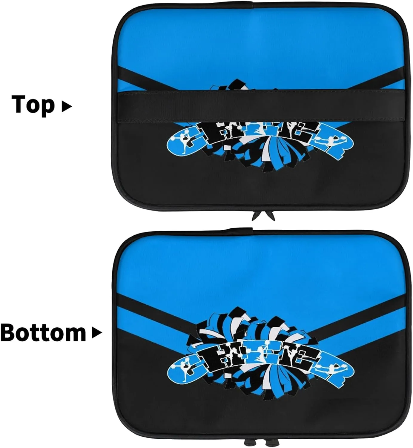Cheer Custom Name Makeup Bag Personalized Large Cosmetic Case Portable Travel Make Up Organizer for Women Girls With Handle, Blue