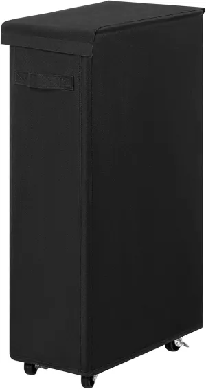 Chrislley 65L Slim Laundry Hamper with Lid Narrow Rolling Laundry Basket with Wheels Upgrade Foldable Dirty Clothes Hamper Portable Skinny Hamper Storage Bins (27.56 inches, black)