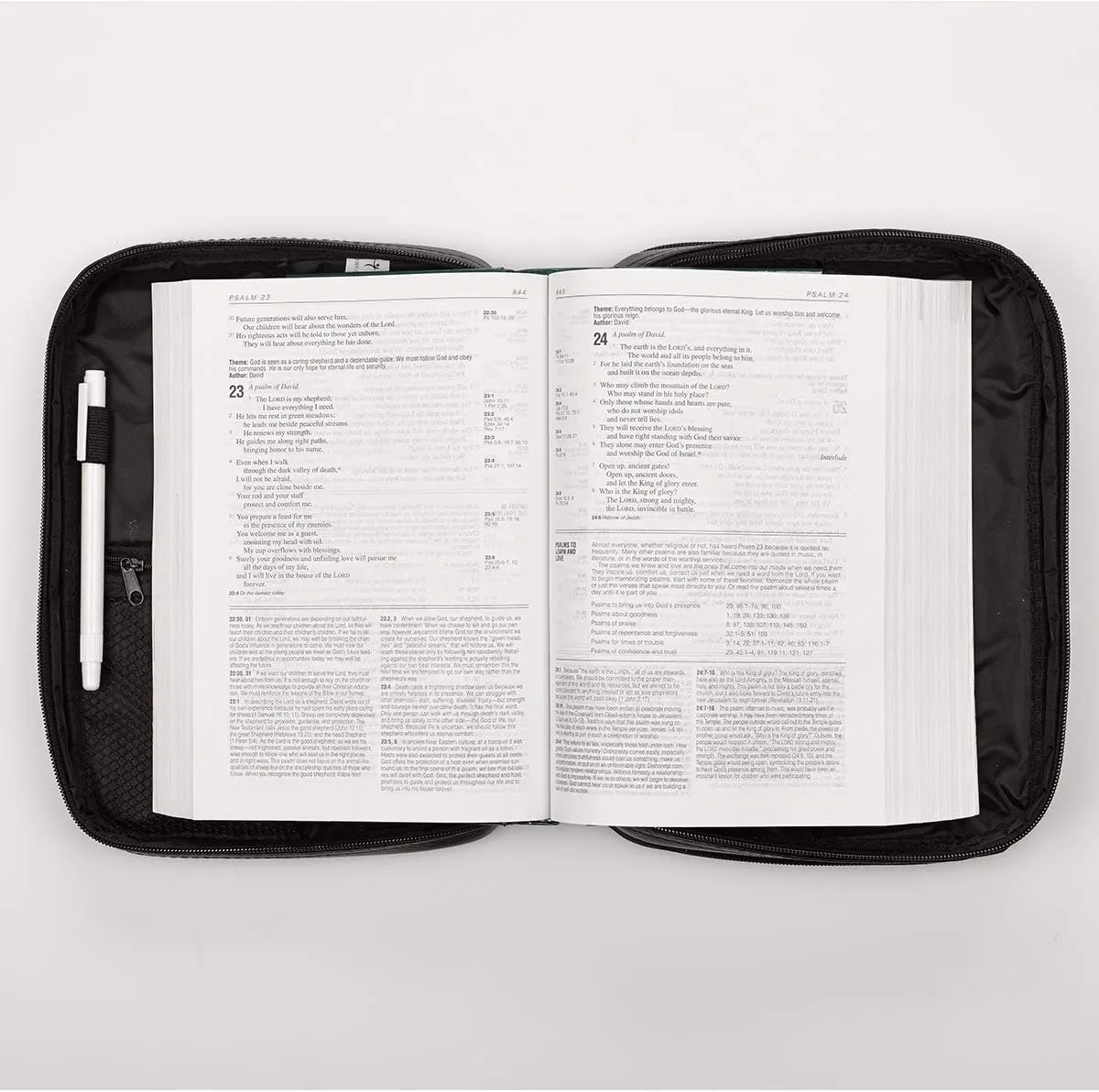 Christian Art Gifts Faux Leather Bible Cover for Men and Women | Ichthus Jesus Fish Emblem Zippered Two-Fold Organizer Case for Bible or Book w/Handle