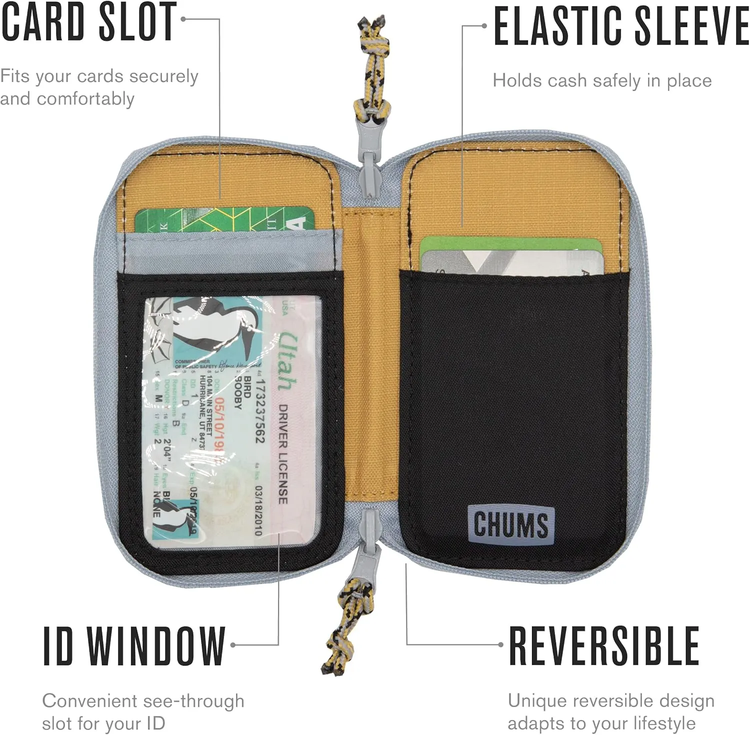 Chums Reversi Polyester Wallet – Reversible Zippered Pouch for Men and Women (Brick)
