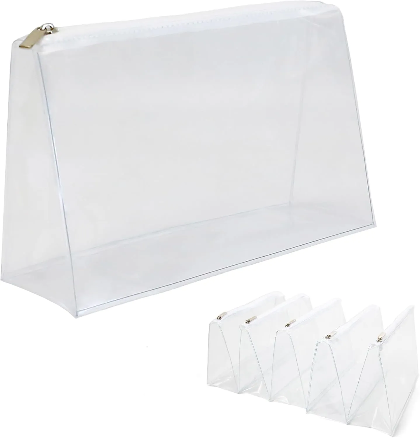 Clear Cosmetic Bags, TSA Approved Portable Travel Makeup Bags with Zipper, Waterproof Toiletry Pouches, Transparent Organizer Bags for Lingerie Swimsuits (5 Pack)