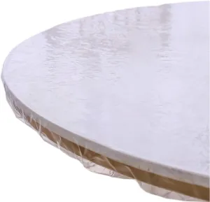 Clear Round Vinyl Fitted Tablecloth Waterproof Oilcloth Heavy Duty Elasticized Table Cover Elastic Edge Design Plastic Tablecloth Protector for Round Table