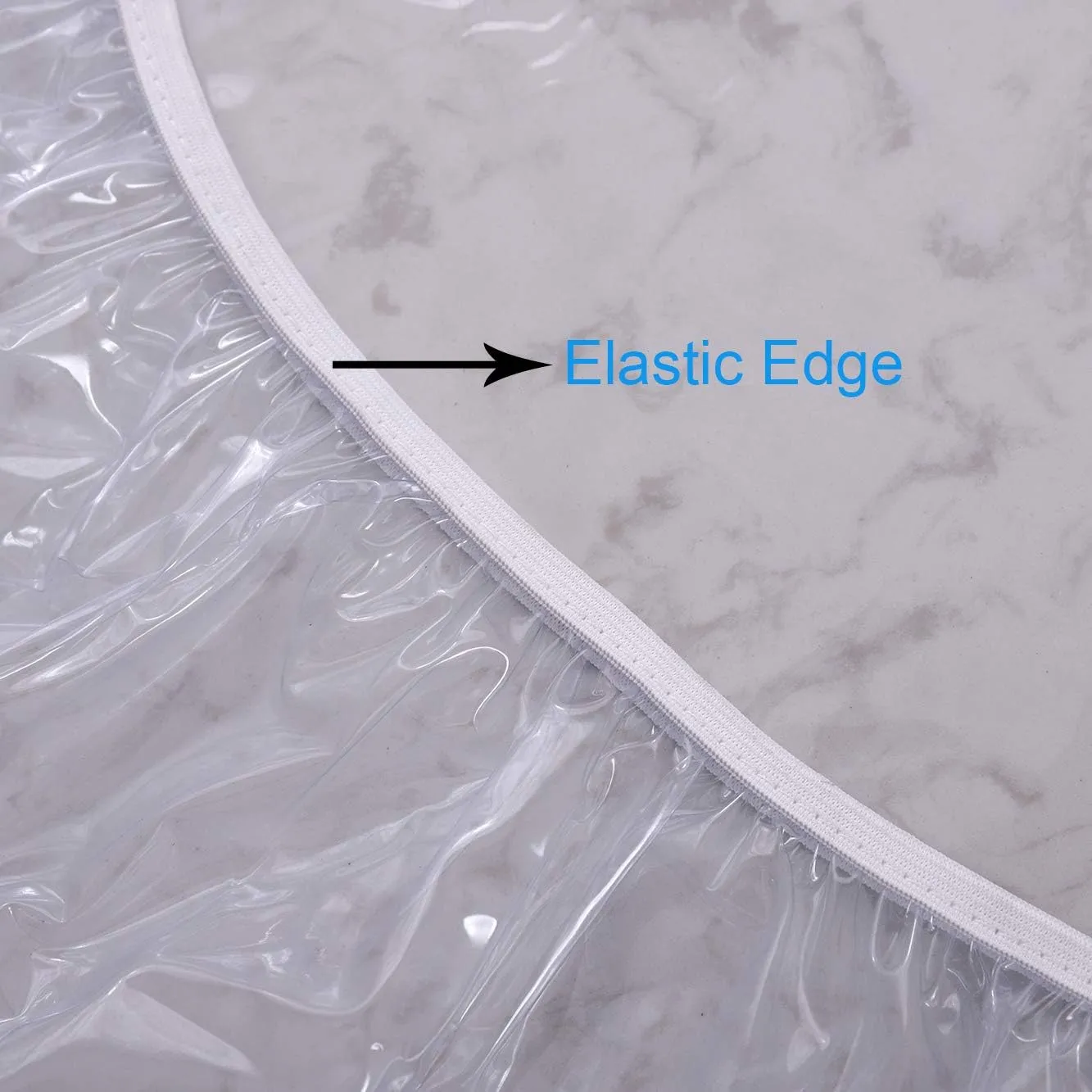 Clear Round Vinyl Fitted Tablecloth Waterproof Oilcloth Heavy Duty Elasticized Table Cover Elastic Edge Design Plastic Tablecloth Protector for Round Table