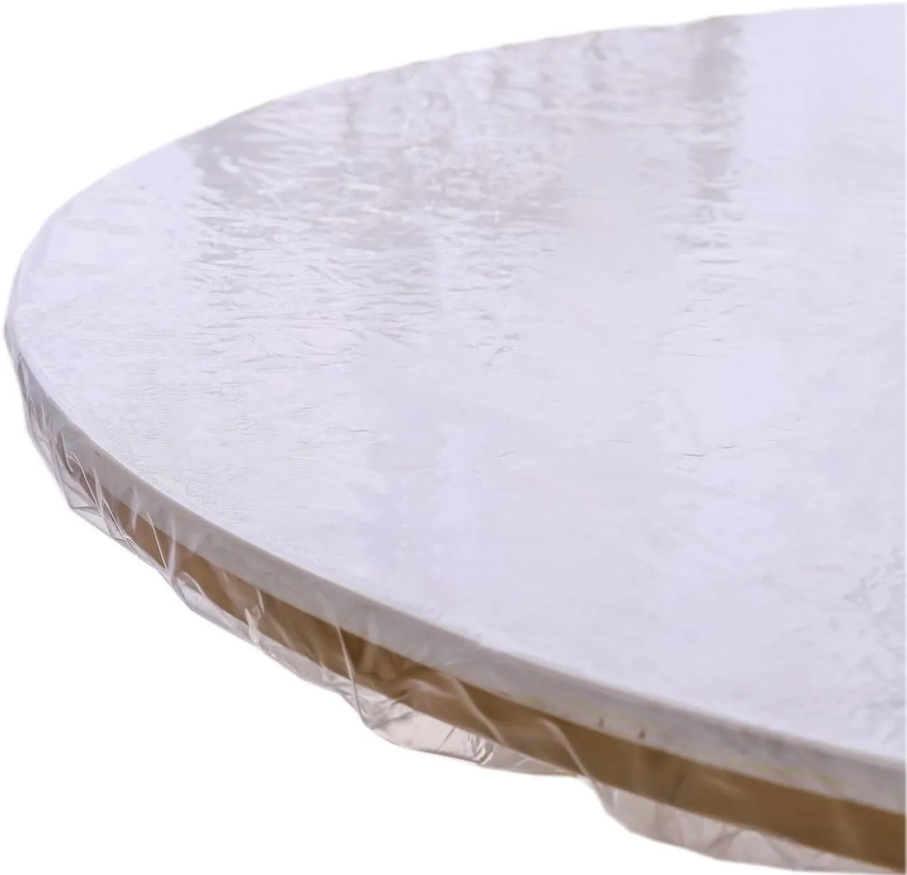 Clear Round Vinyl Fitted Tablecloth Waterproof Oilcloth Heavy Duty Elasticized Table Cover Elastic Edge Design Plastic Tablecloth Protector for Round Table
