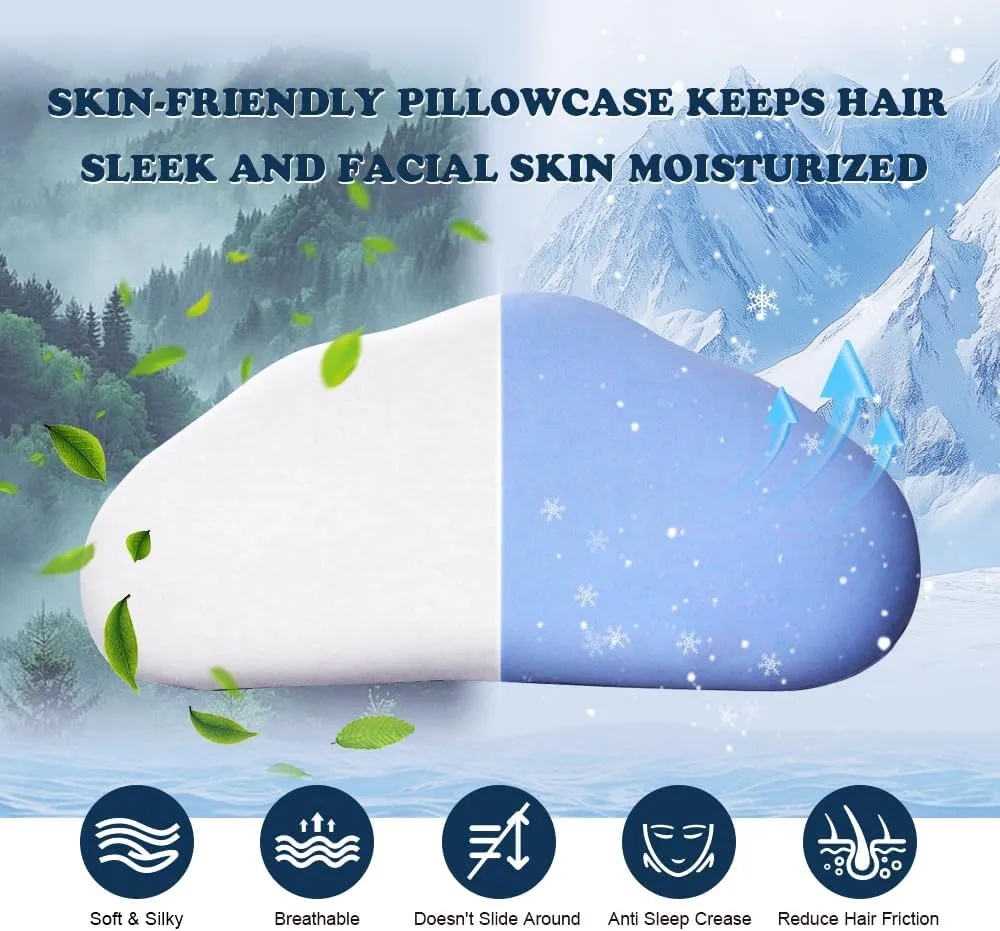 Cloud Contour Memory Foam Pillow Ergonomic Design for Sleeping Comfortably and Reducing Snoring Neck and Cervical Pillow with Cooling Pillowcase Blue