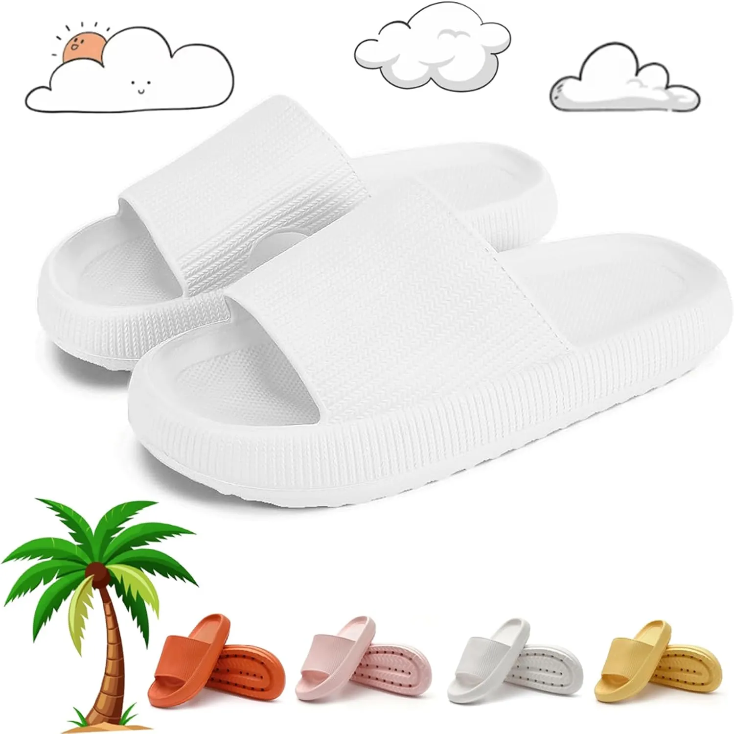Cloud Slides - Original, Spongy Cloud Slippers, Pillow Slides for Women/Men, Arch Support Lightweight Thick