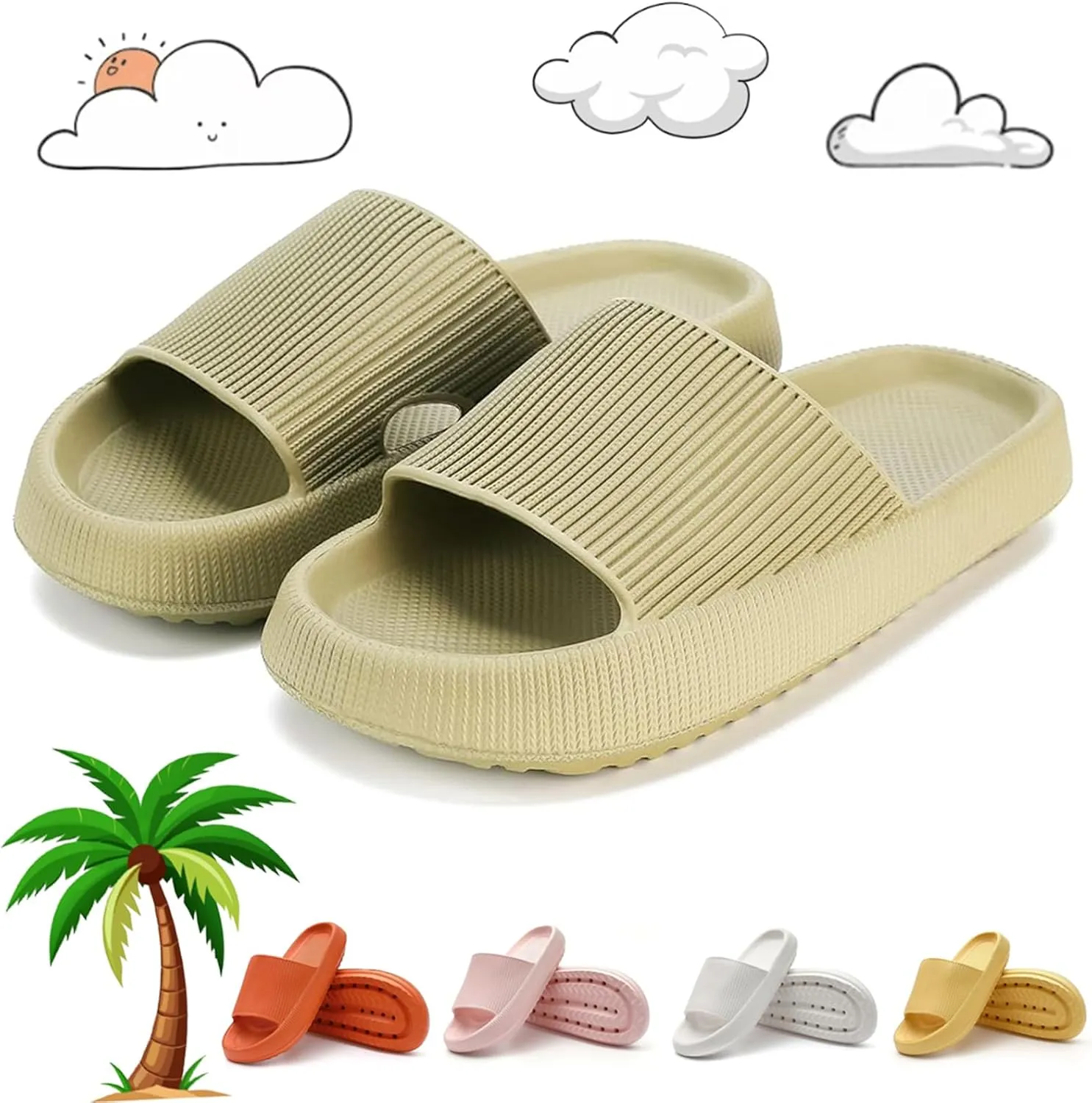 Cloud Slides - Original, Spongy Cloud Slippers, Pillow Slides for Women/Men, Arch Support Lightweight Thick