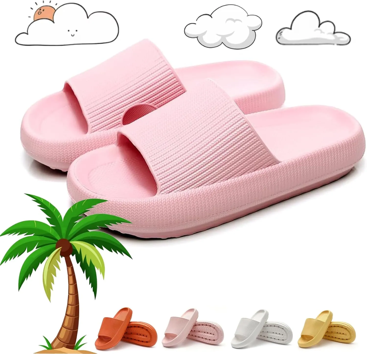 Cloud Slides - Original, Spongy Cloud Slippers, Pillow Slides for Women/Men, Arch Support Lightweight Thick