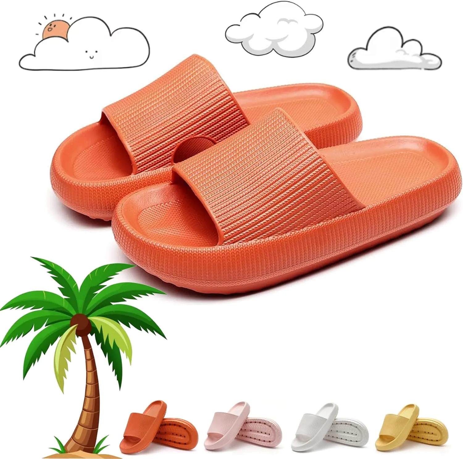 Cloud Slides - Original, Spongy Cloud Slippers, Pillow Slides for Women/Men, Arch Support Lightweight Thick