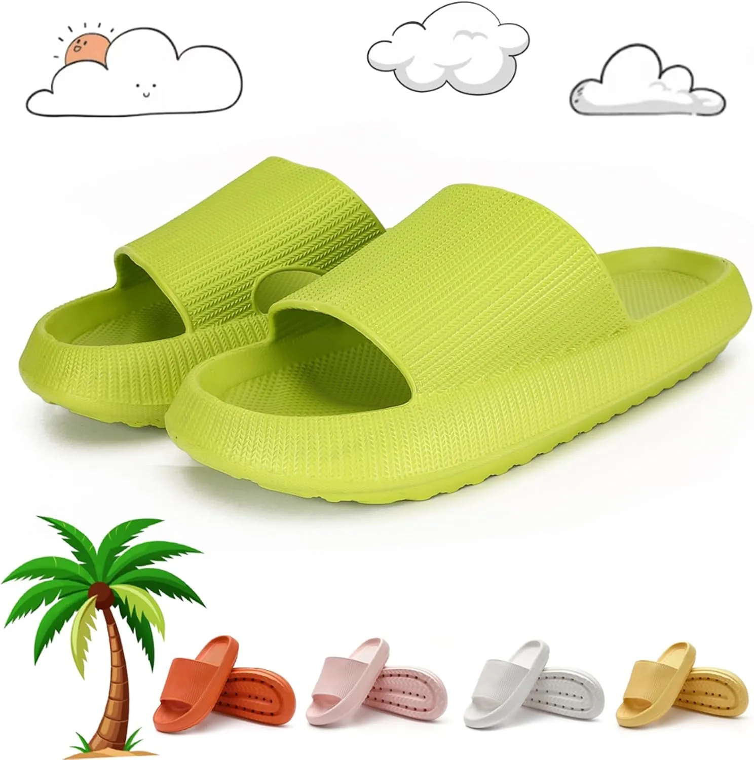 Cloud Slides - Original, Spongy Cloud Slippers, Pillow Slides for Women/Men, Arch Support Lightweight Thick