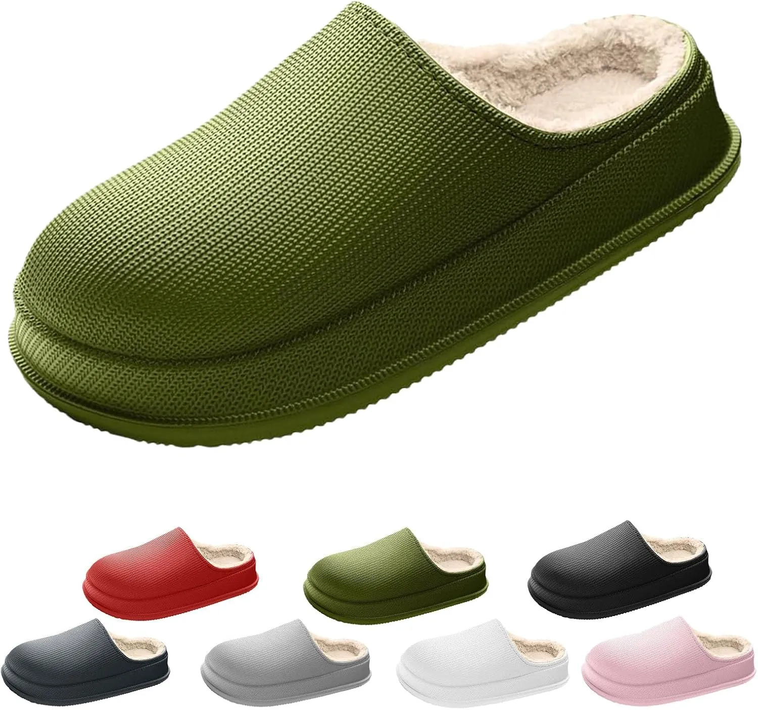 Cloud Slippers Winter, Pillow Warm Fuzzy Cushioned Indoor/Outdoor Slippers, Thick-Sole House Slides for Men & Women