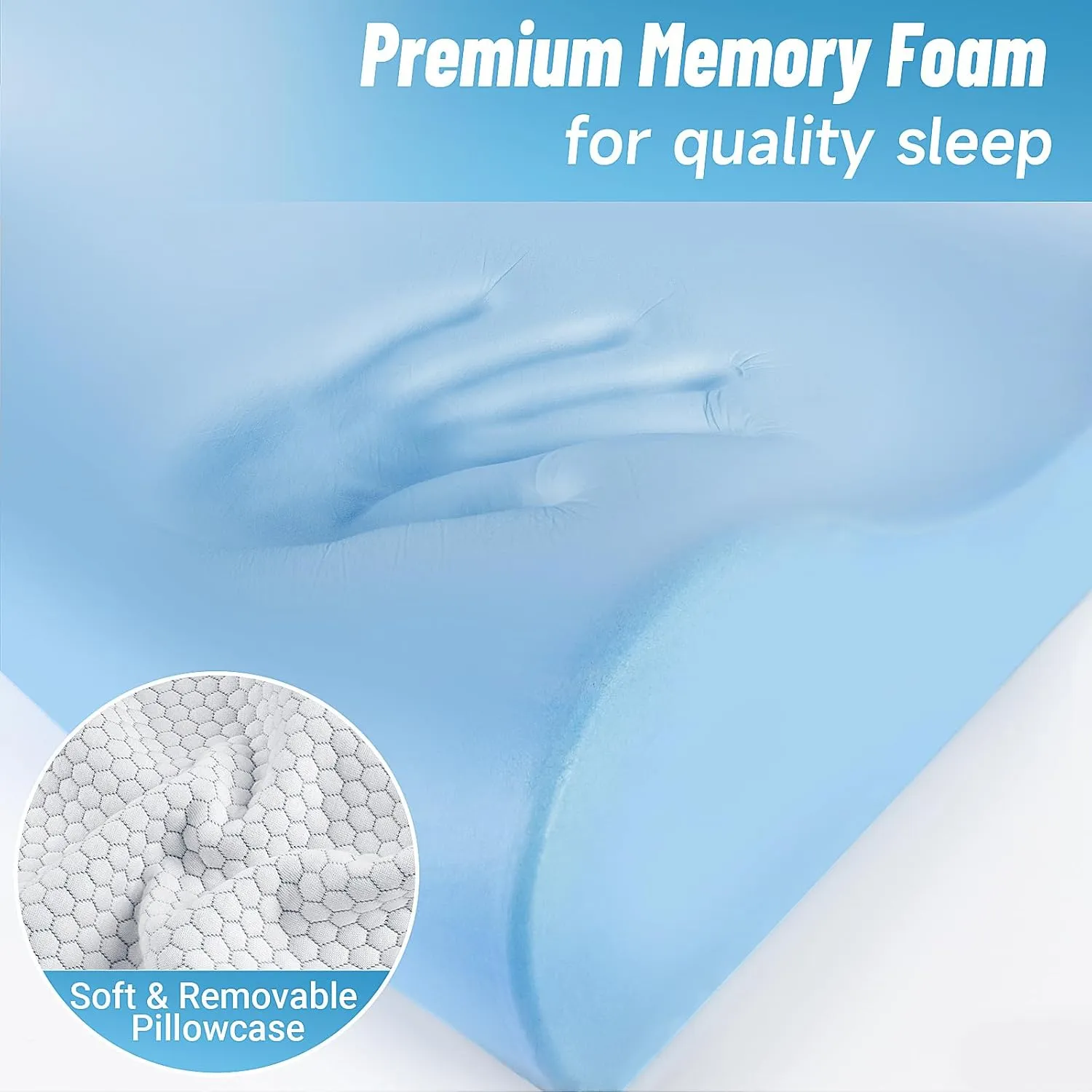 CloudBliss Memory Foam Pillow, Ergonomic Neck Contour Cervical Pillow for Neck and Shoulder Pain, Orthopedic Pillow for Neck Pain Relief, for Sleeping Side, Back, Stomach Sleepers - Grey, King