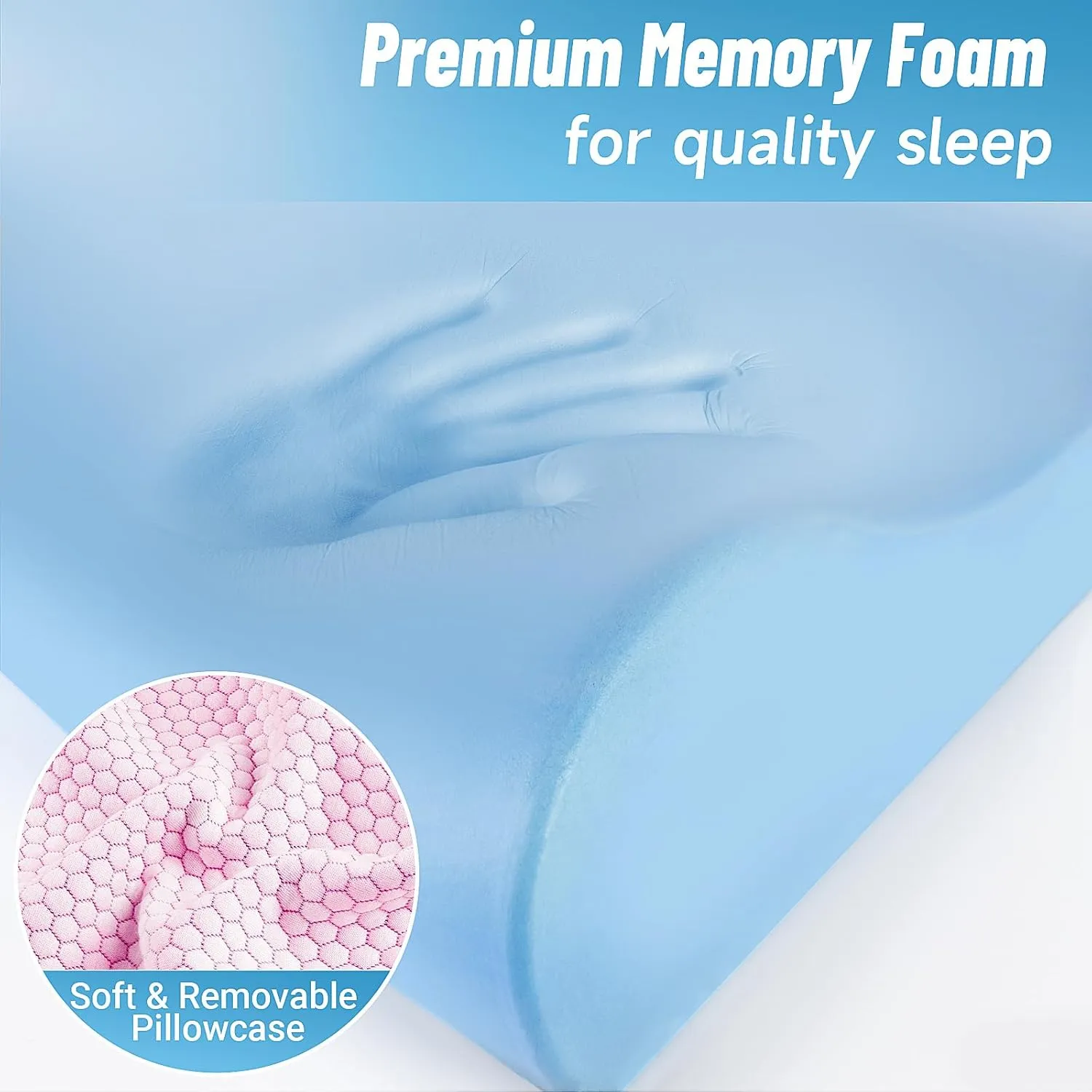 CloudBliss Memory Foam Pillow, Ergonomic Neck Contour Cervical Pillow for Neck and Shoulder Pain, Orthopedic Pillow for Neck Pain Relief, for Sleeping Side, Back, Stomach Sleepers - Pink, Standard