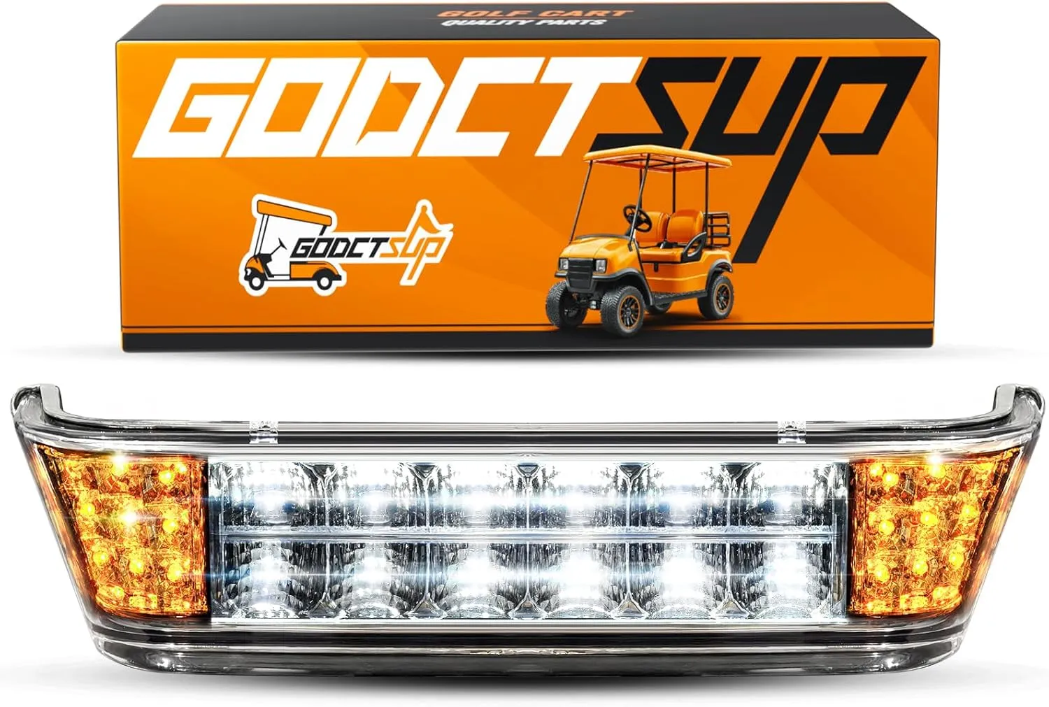 Club Car LED Headlight Bar, 12V Golf Cart LED Headlight Bar for Club Car Precedent 2004-Up Electric Cart Models, Replace Precedent Front Head Light Bar OEM# 102524801, 1025248-01