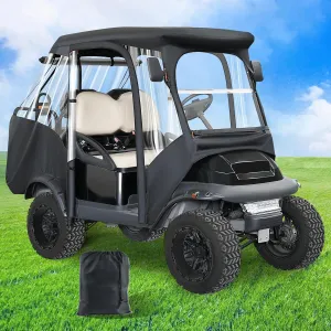 Club Car Precedent Enclosure 600D, Multifunctional Polyester Golf Cover-Waterproof Dustproof, with Openable Front Windshield & Zipper Door, 4 Side Clear Window for 4 Seat Precedent Golf Cart