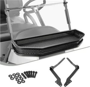 Club Car Precedent Front Cargo Basket Clay Outer Utility with Mounting Brakets for Gas & Electric Golf Carts, Heavy-Duty Steel Drop Mesh Storage Rack