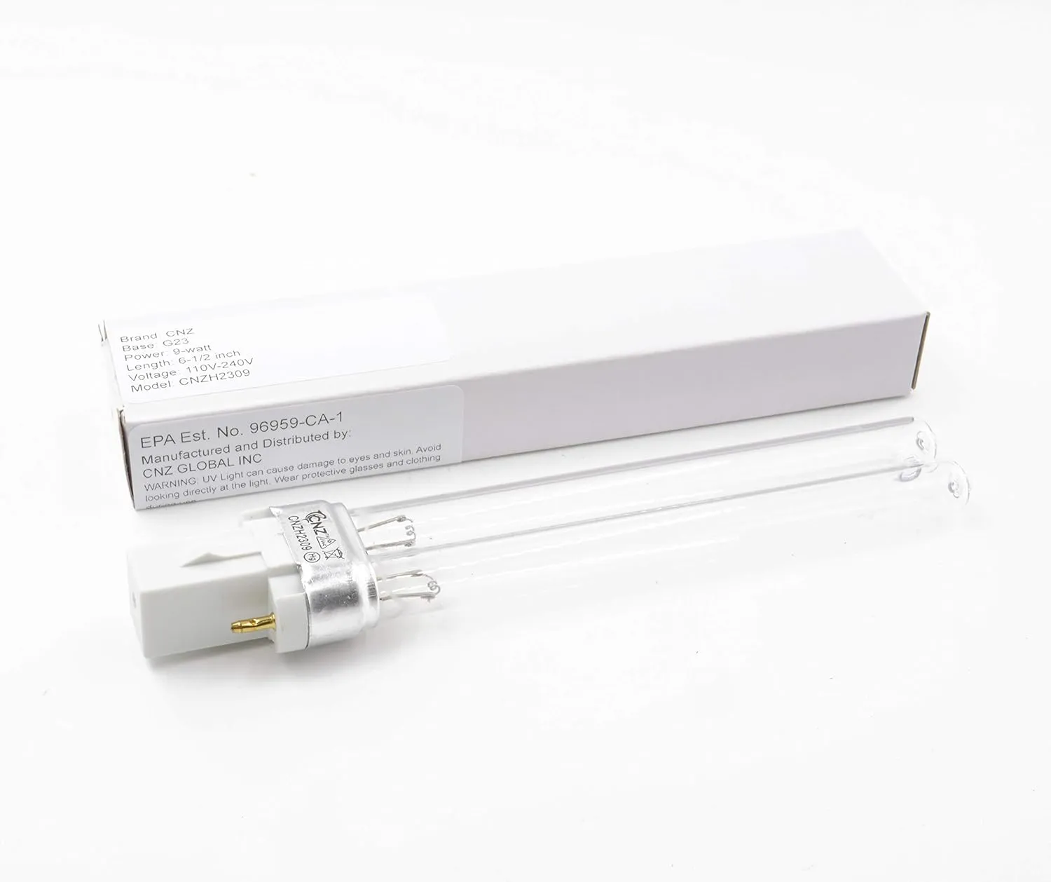 CNZ 9 Watts G23 Base UV-C Germicidal Ultraviolet Light Bulb QTY 2