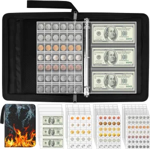 Coin Collection Book Holder for Collectors, 512‬ Pockets Coins Collecting Album & 12 Sleeves Money Organizer Binder, Fireproof Coin Collection Supplies Case Album for Coin Pennies Bill Quarters Stamp