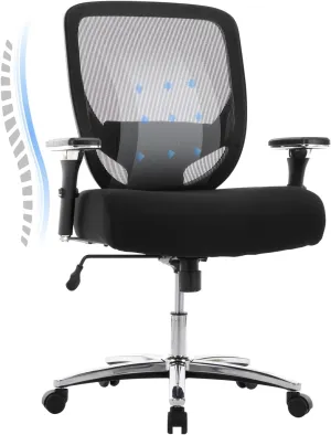 COLAMY Big and Tall Office Chair 500lbs, Heavy Duty Ergonomic Mesh Chair, Computer Executive Desk Chair with Wide Thick Seat, 4D Armrests, Adjustable Lumbar Support-Black