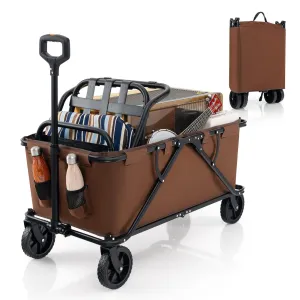 Collapsible Foldable Wagon Cart with Adjustable Handlebar