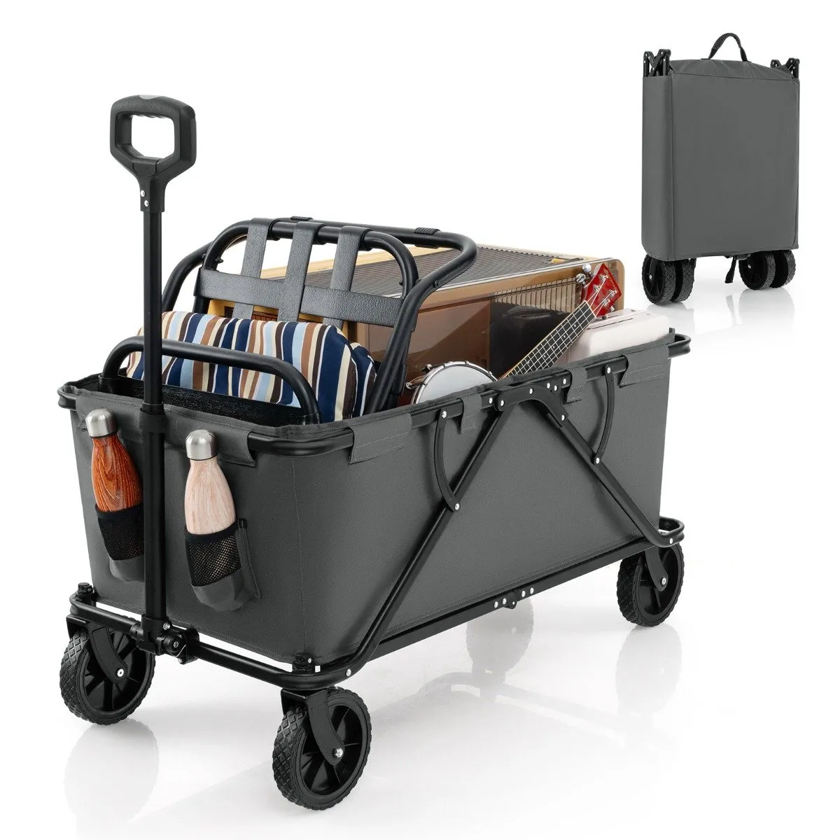 Collapsible Foldable Wagon Cart with Adjustable Handlebar