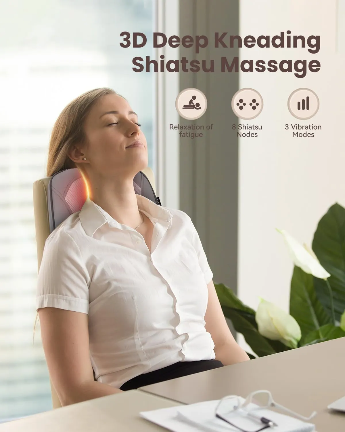 COMFIER Shiatsu Neck Massager with Heat, 3D Deep Kneading Back Massager with Vibration & Heat, Ideal Gift for Women Men Home Office Use-Gray