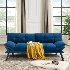 Comfortable Futon Sofa Bed, Memory Foam Loveseat, Convertible Adjustable Sofa Bed CouchSuitable for Office, Home, and Bedroom (Blue)