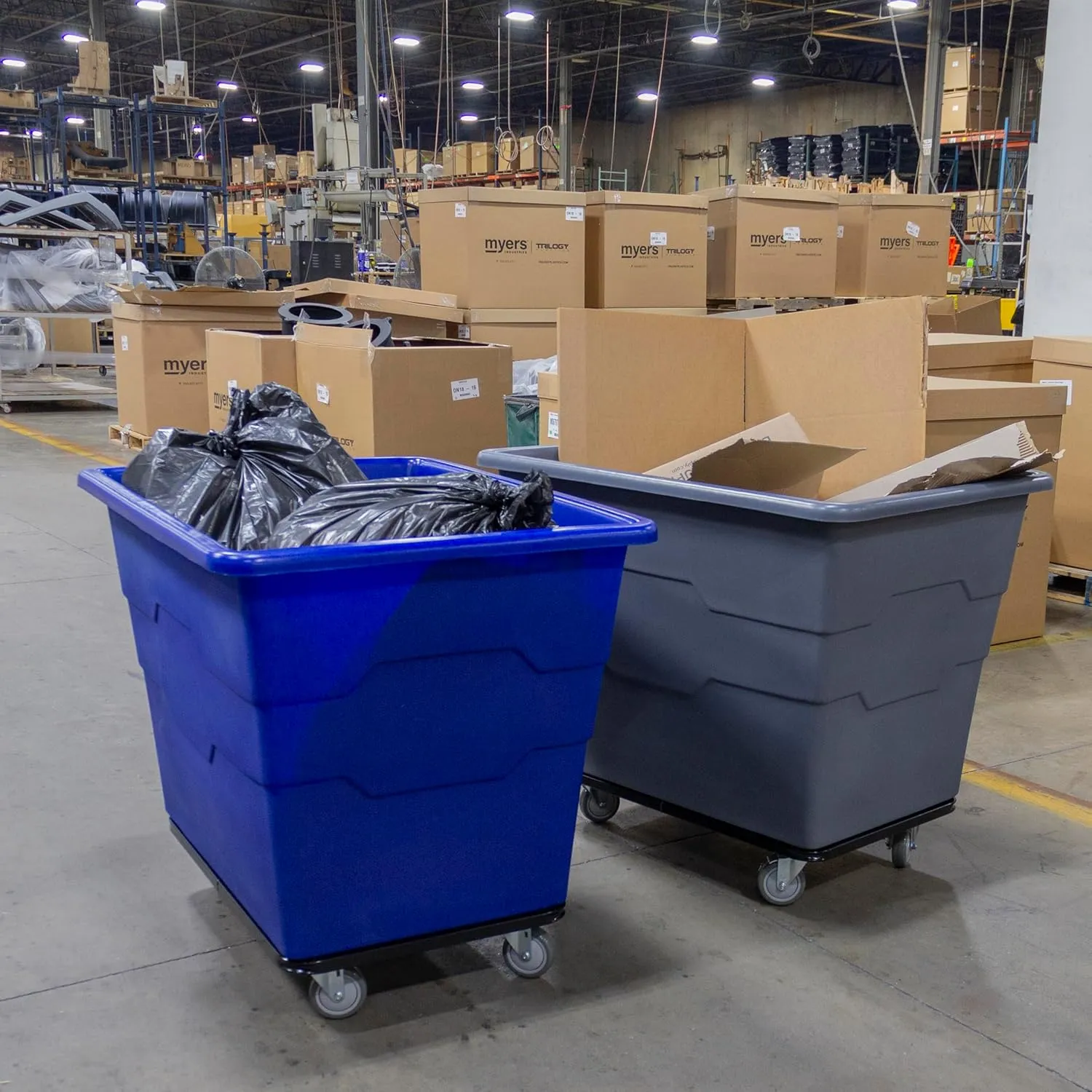 Commercial 16 Bushel Utility Cart with Steel Base, Poly Box Basket Truck, Laundry Cart, and Rolling Trash Bin, 47-Inch x 34.75-Inch x 35.5-Inch, 1000 Pound Weight Capacity, Gray