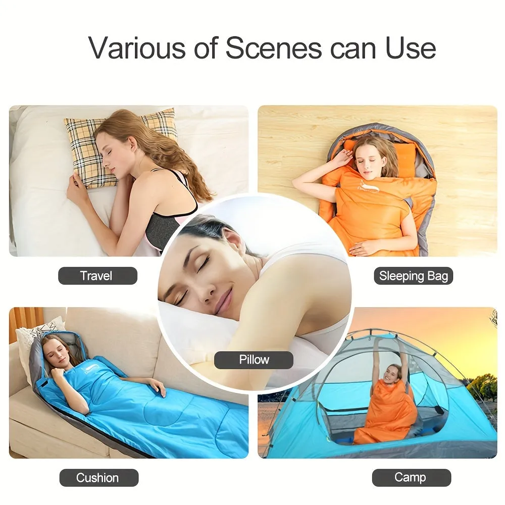 Compact Travel Pillow - Soft Cotton, Ergonomic Design, Portable with Compression Bag for Long-Distance Sleep, Napping, and Relaxation on-The-Go