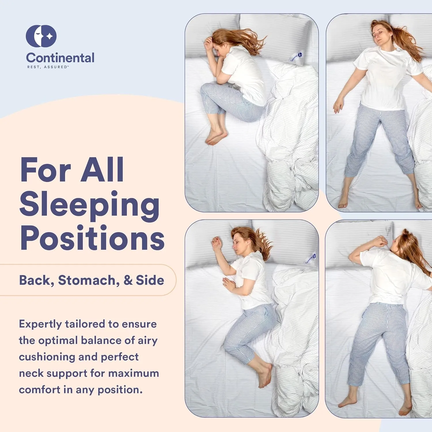 Continental Bedding Luxury Down Pillows Queen Size