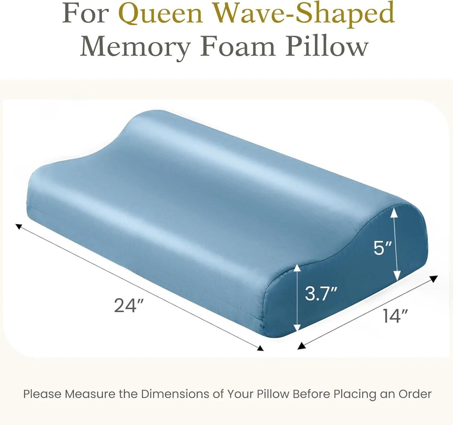Contour Cervical Pillowcase- Rayon Derived from Bamboo Pillow Case Cover for Contour Cervical Neck Pillow- Breathable Silky Soft Pillowcase for Hot Sleepers,24 x14 x5/3.7 Inches 1 Piece Aqua Blue