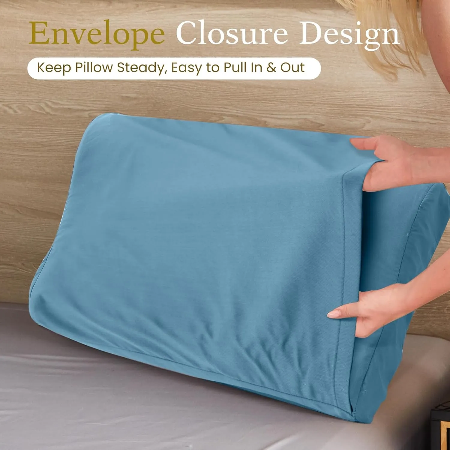 Contour Cervical Pillowcase- Rayon Derived from Bamboo Pillow Case Cover for Contour Cervical Neck Pillow- Breathable Silky Soft Pillowcase for Hot Sleepers,24 x14 x5/3.7 Inches 1 Piece Aqua Blue