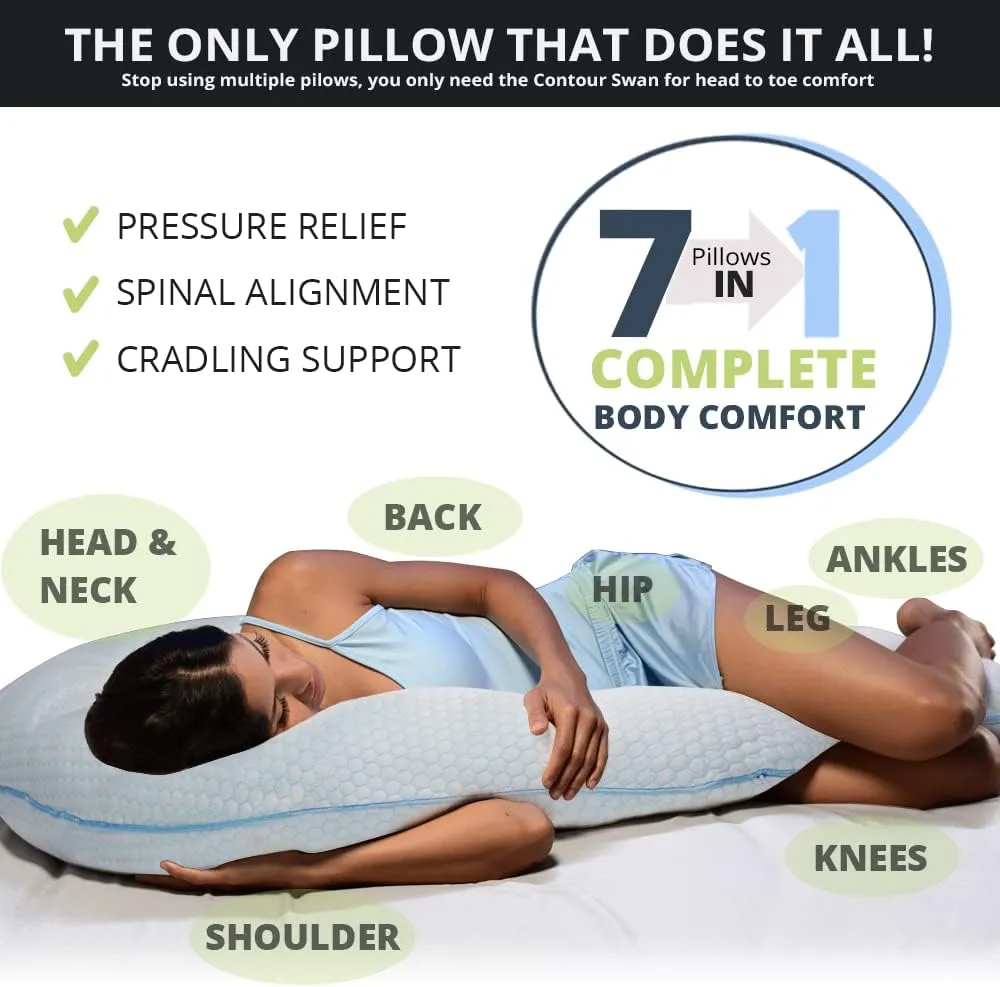 Contour Swan Body Pillow w/Pillowcase Cool XL - As Seen on TV