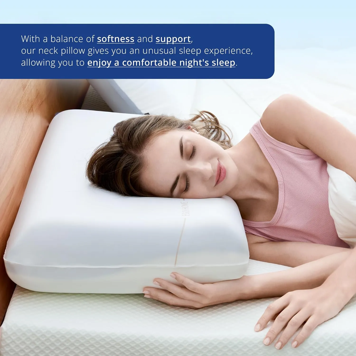 Cooling Memory Foam Pillow for Neck Pain Relief, Neck Pillow for Side, Back, Stomach Sleepers, Standard Size, Two-Sided Washable Reversible Cover, Medium&Soft Pillow, All-Season, 5”